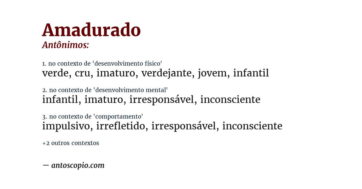 Antônimo de amadurado