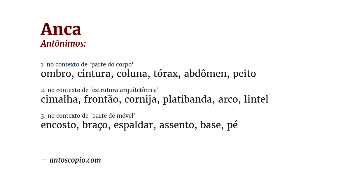 Antônimo de anca