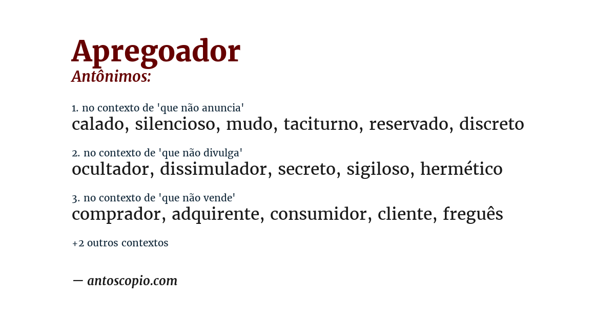 Antônimo de apregoador