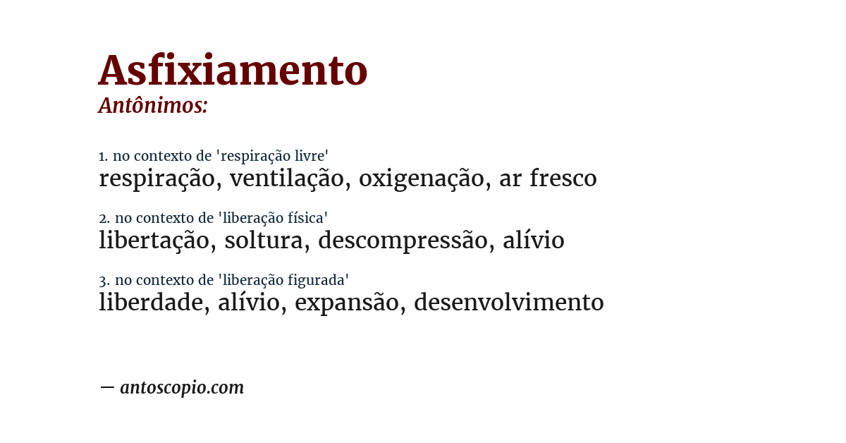 Antônimo de asfixiamento