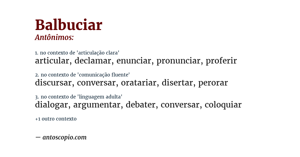 Antônimo de balbuciar