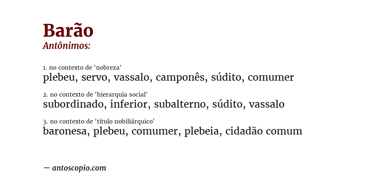 Antônimo de barão
