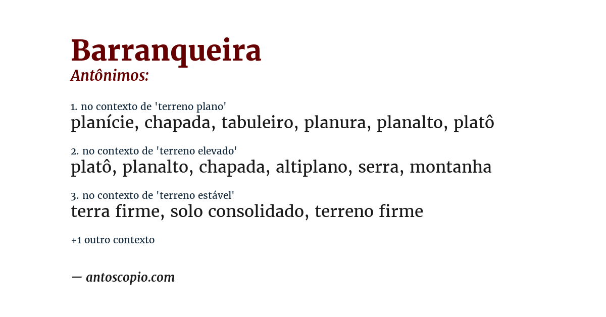 Antônimo de barranqueira