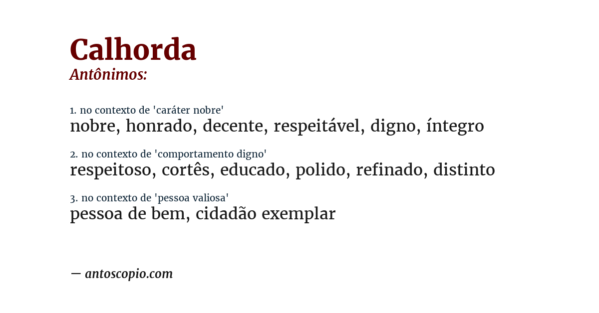 Antônimo de calhorda