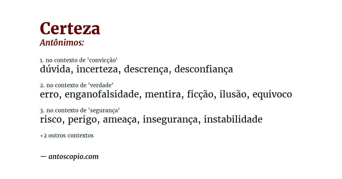Antônimo de certeza