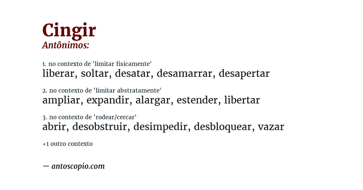 Antônimo de cingir
