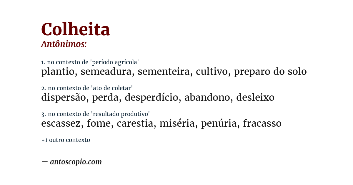 Antônimo de colheita