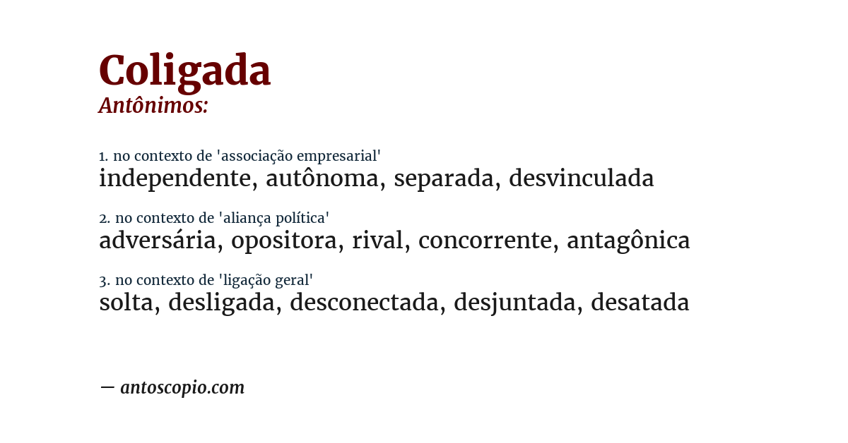 Antônimo de coligada