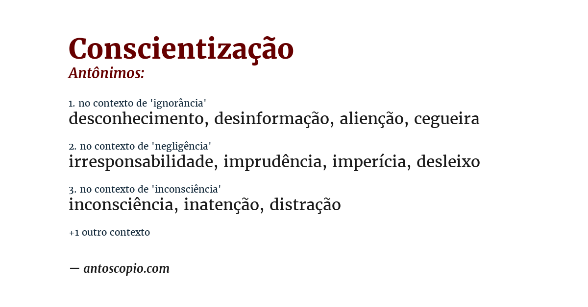 Antônimo de conscientização