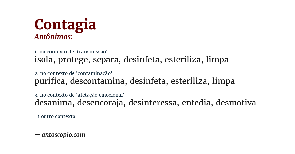 Antônimo de contagia
