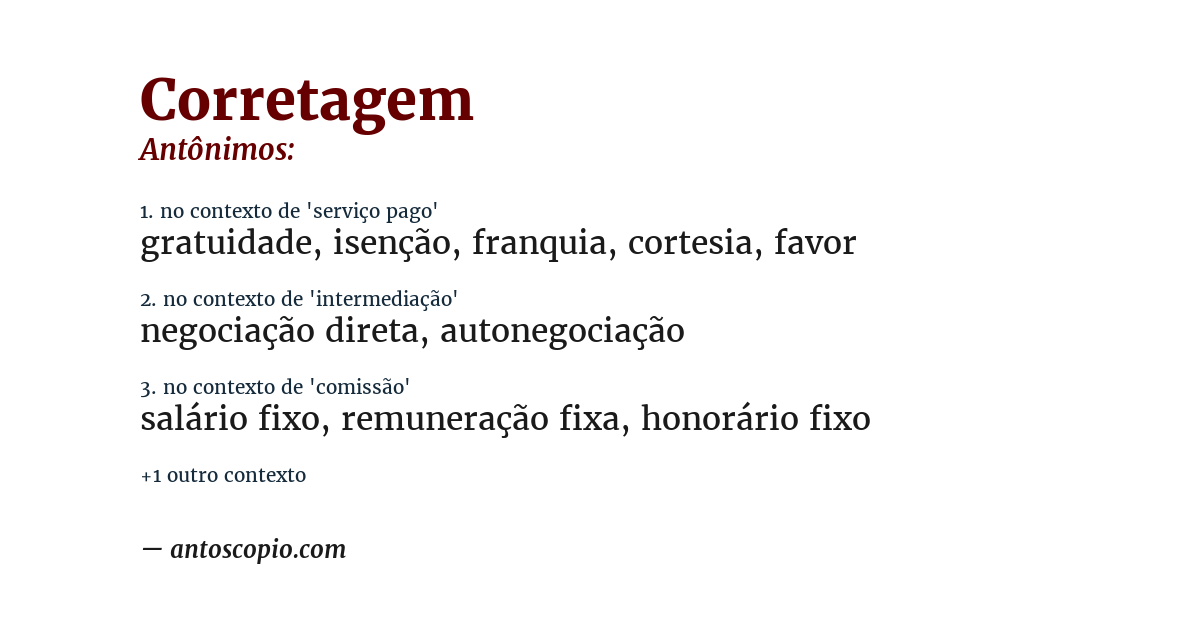Antônimo de corretagem