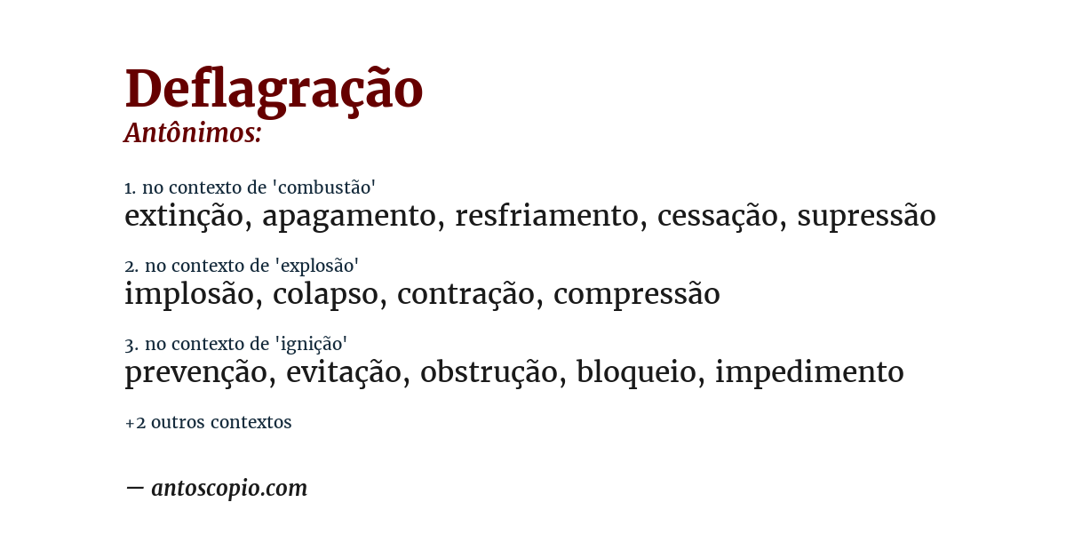 Antônimo de deflagração