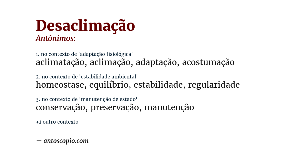 Antônimo de desaclimação
