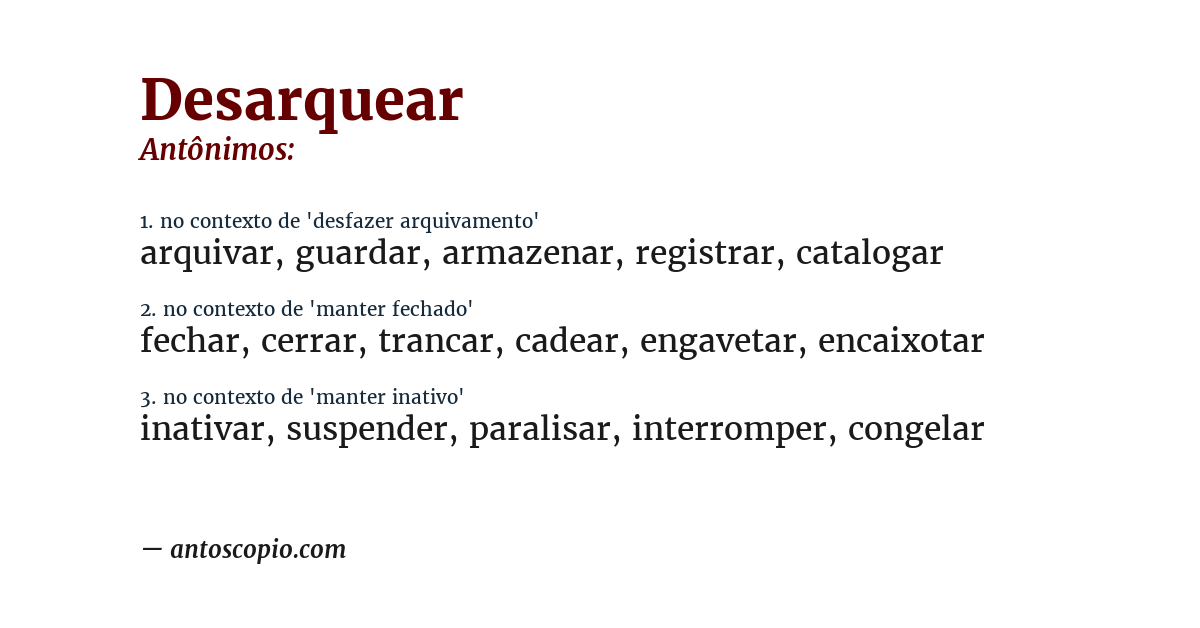 Antônimo de desarquear