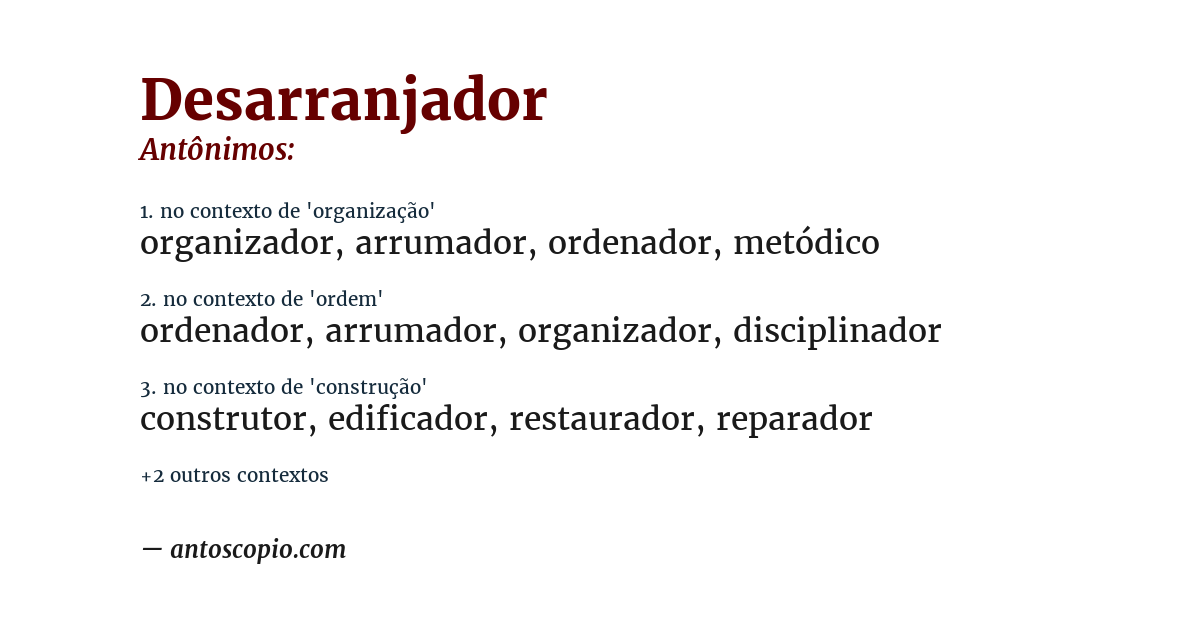 Antônimo de desarranjador
