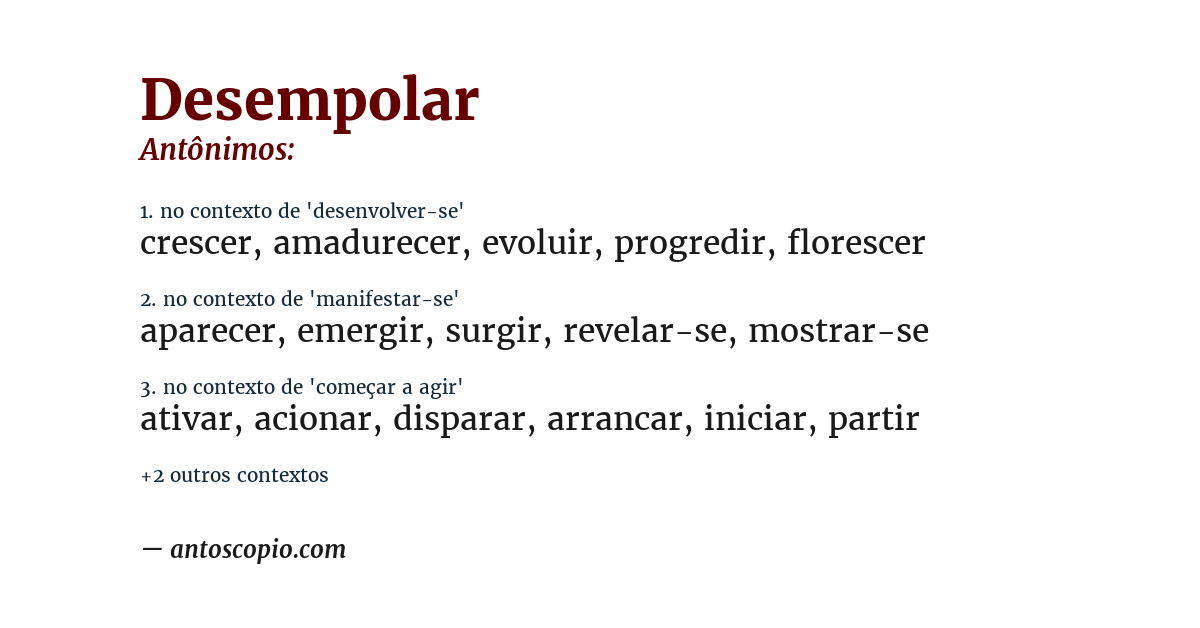 Antônimo de desempolar