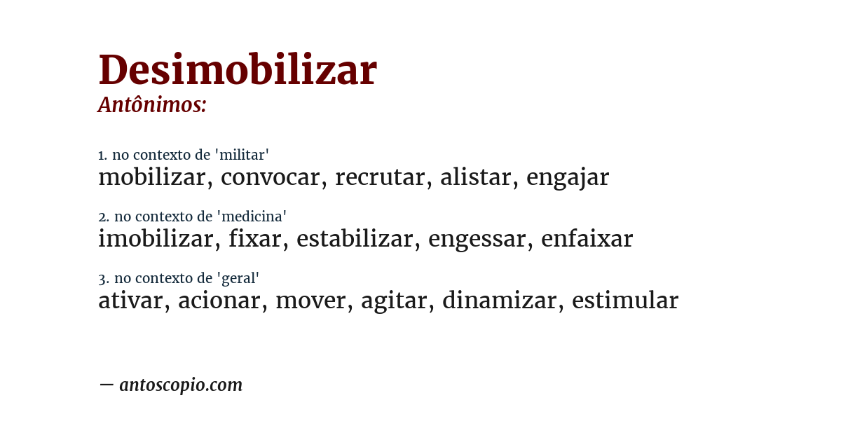 Antônimo de desimobilizar