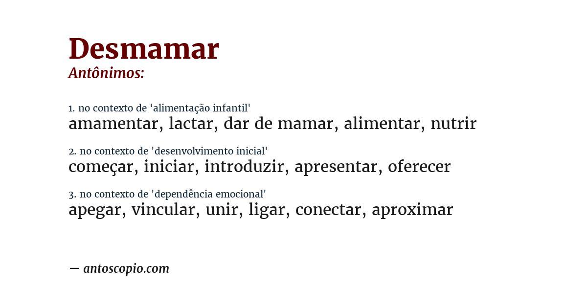 Antônimo de desmamar