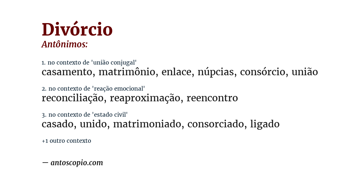 Antônimo de divórcio