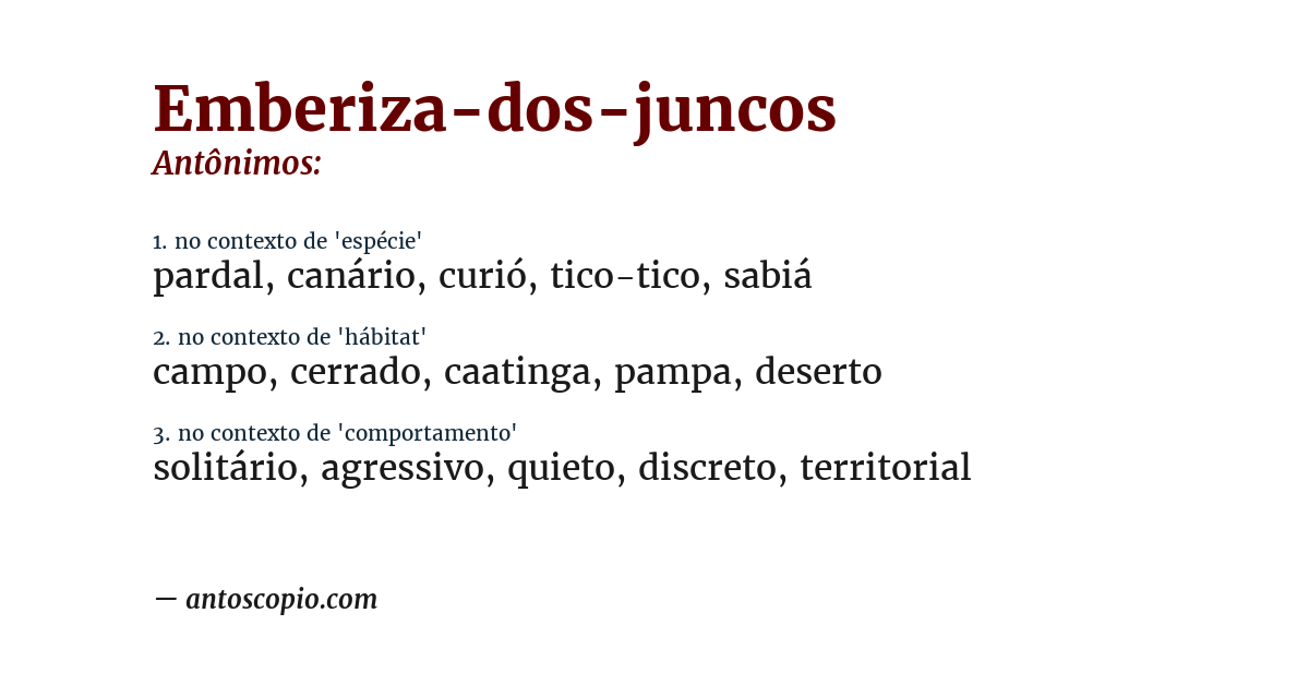 Antônimo de emberiza-dos-juncos