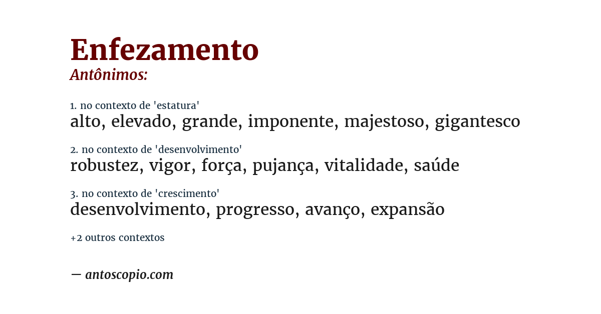 Antônimo de enfezamento