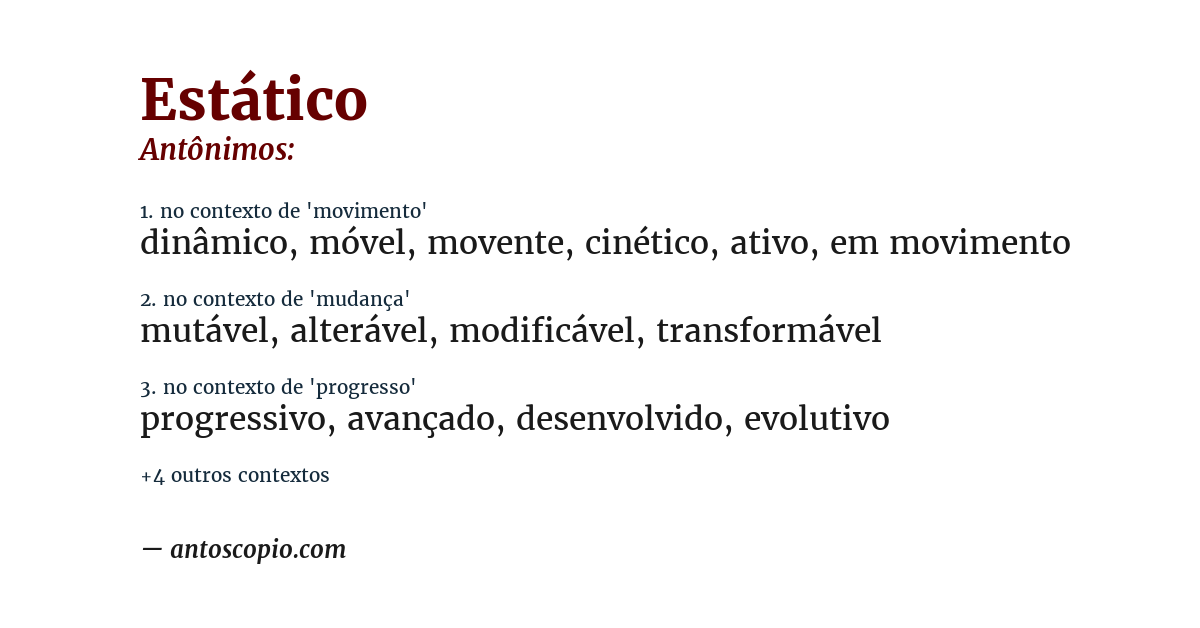 Antônimo de estático