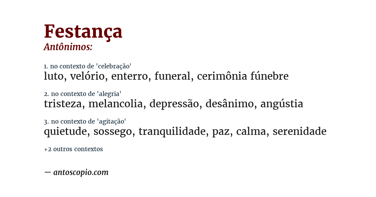 Antônimo de festança