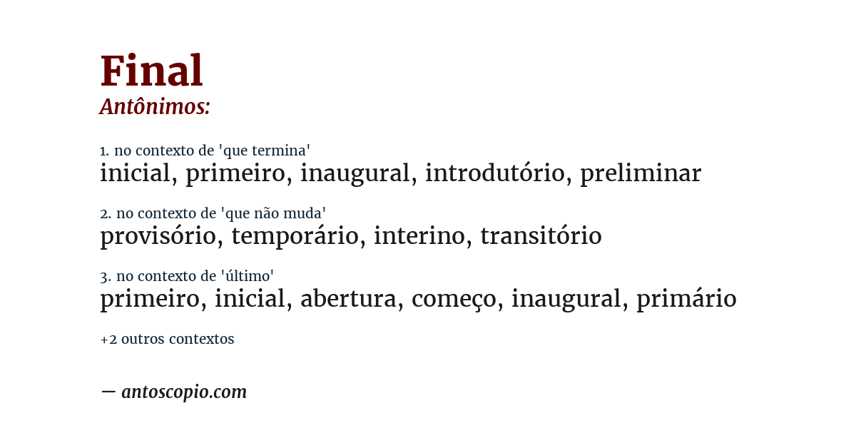 Antônimo de final