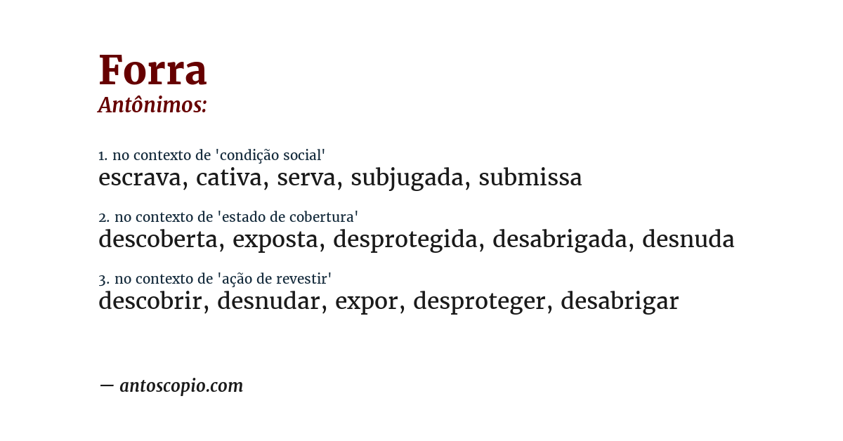 Antônimo de forra