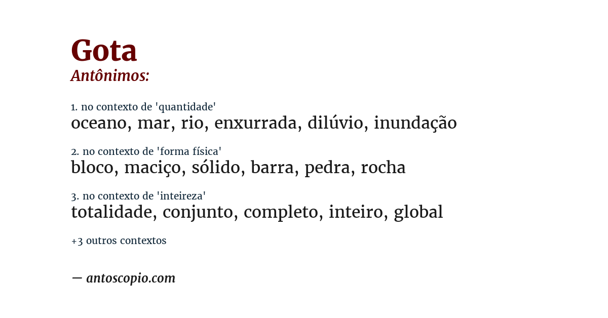 Antônimo de gota