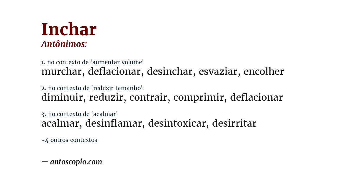 Antônimo de inchar
