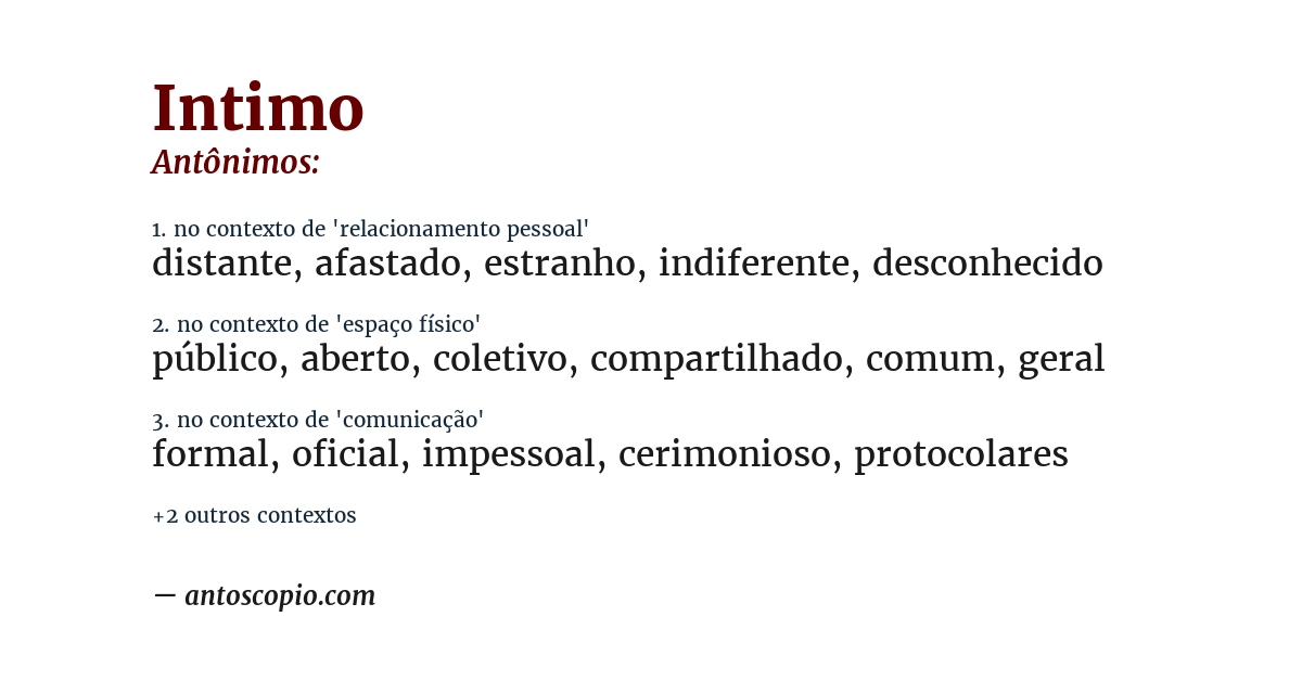 Antônimo de intimo