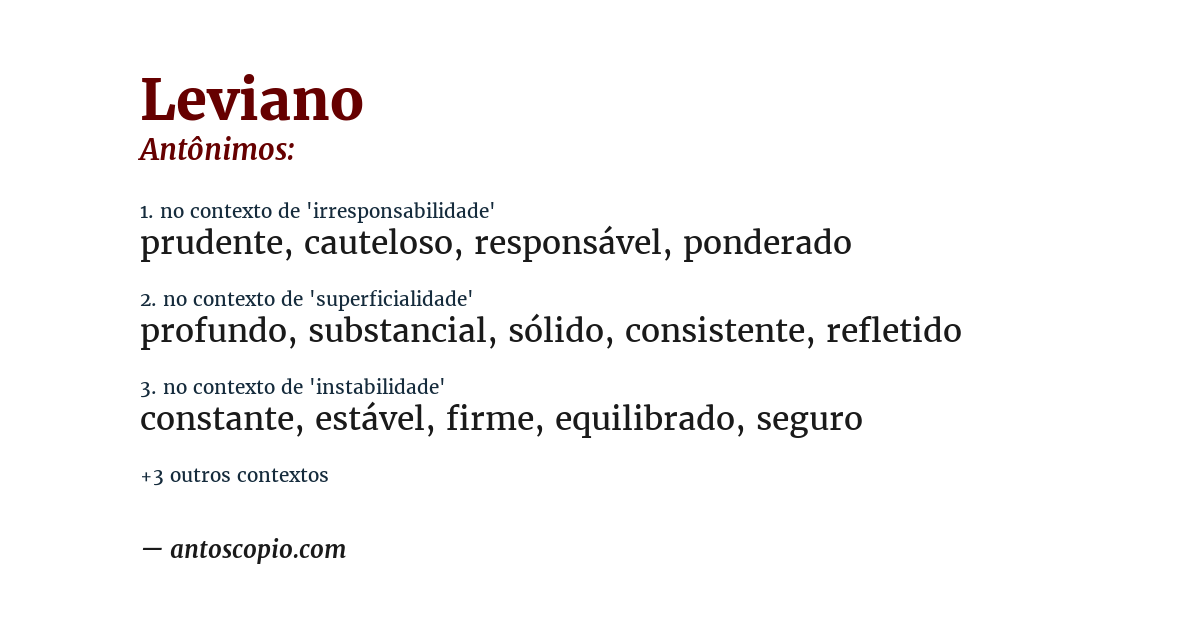 Antônimo de leviano