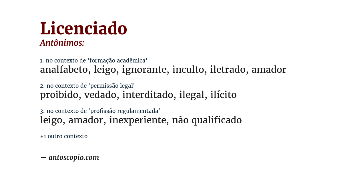 Antônimo de licenciado