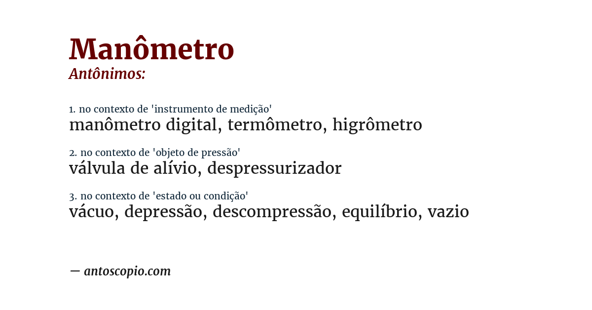 Antônimo de manômetro