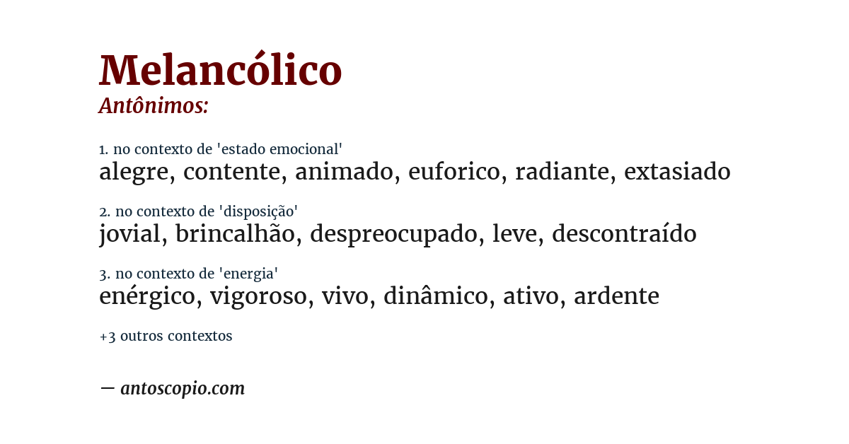 Antônimo de melancólico