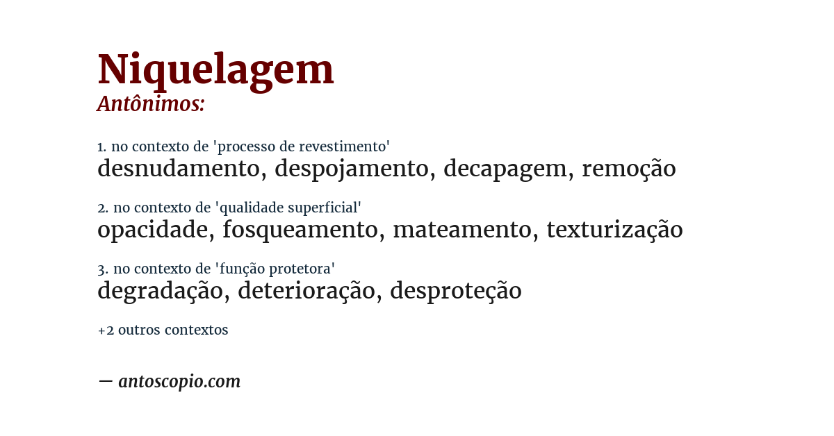 Antônimo de niquelagem