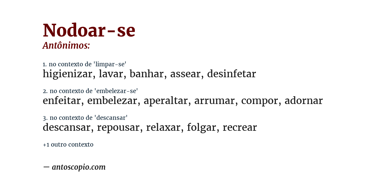 Antônimo de nodoar-se