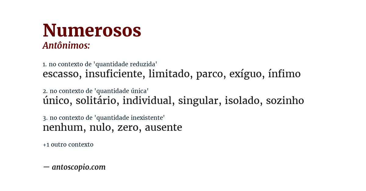 Antônimo de numerosos