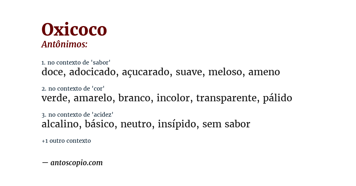 Antônimo de oxicoco
