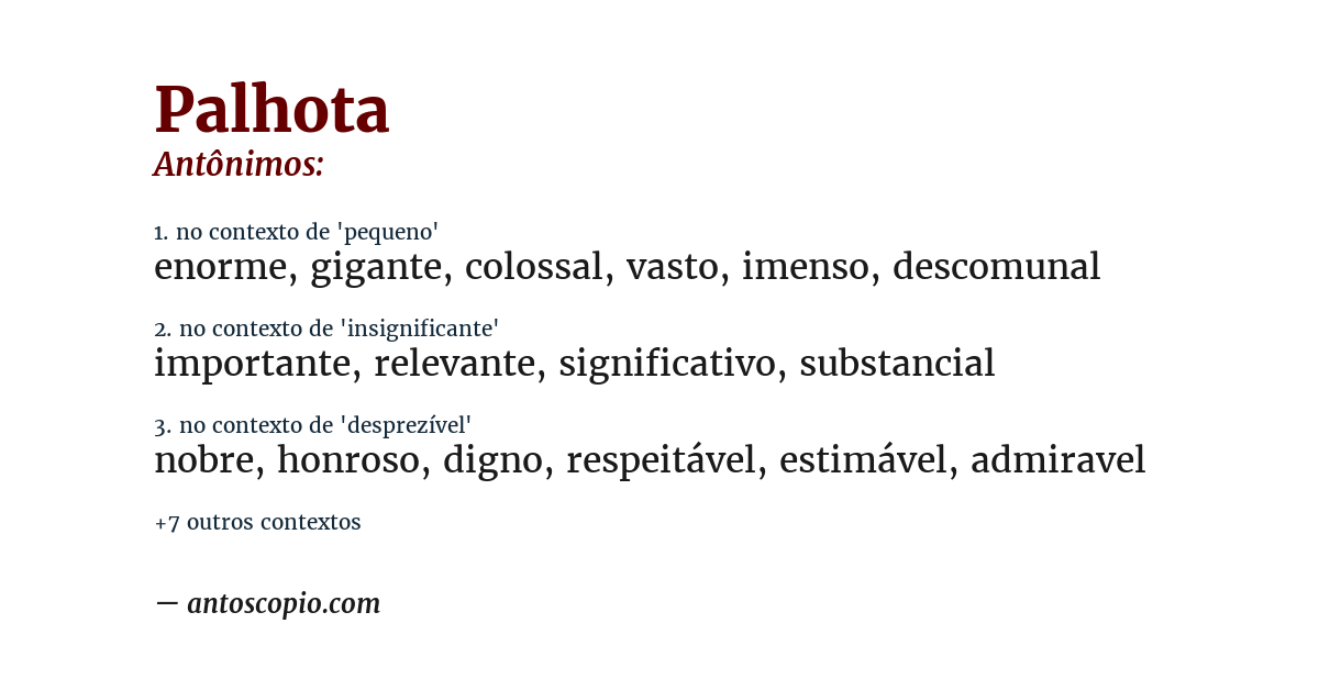 Antônimo de palhota