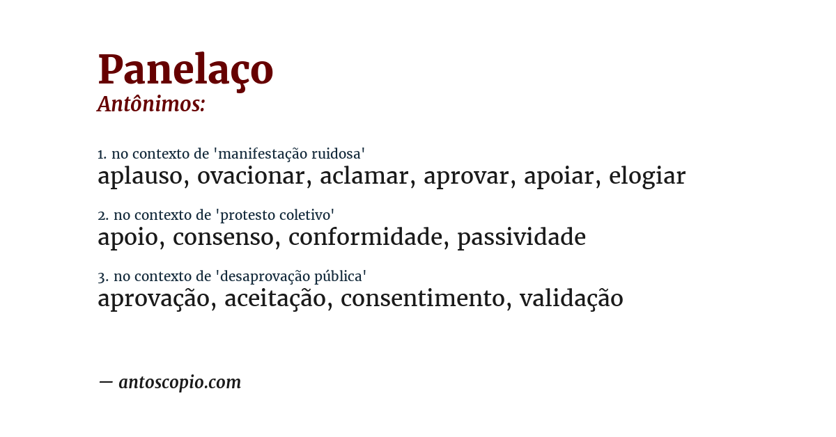 Antônimo de panelaço