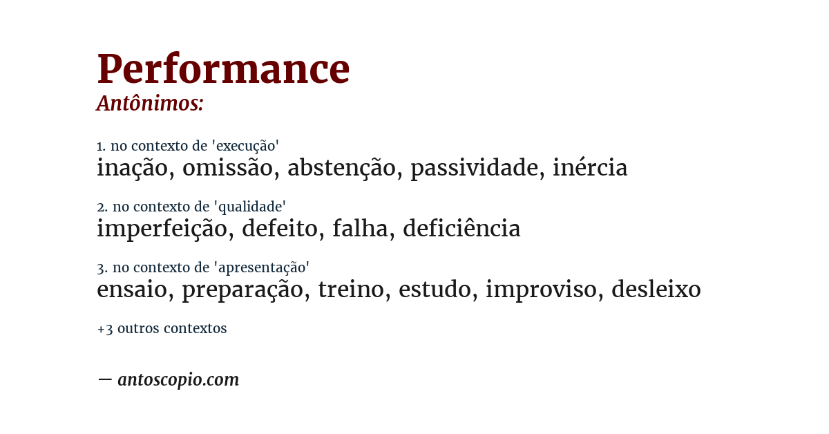 Antônimo de performance