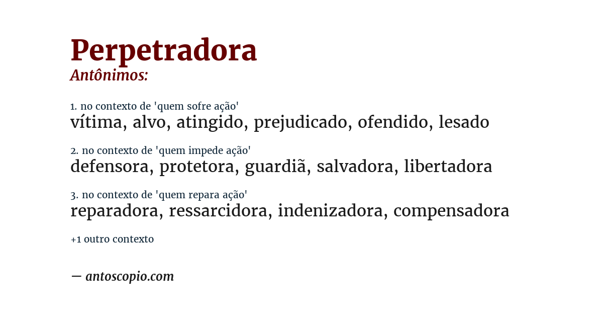 Antônimo de perpetradora