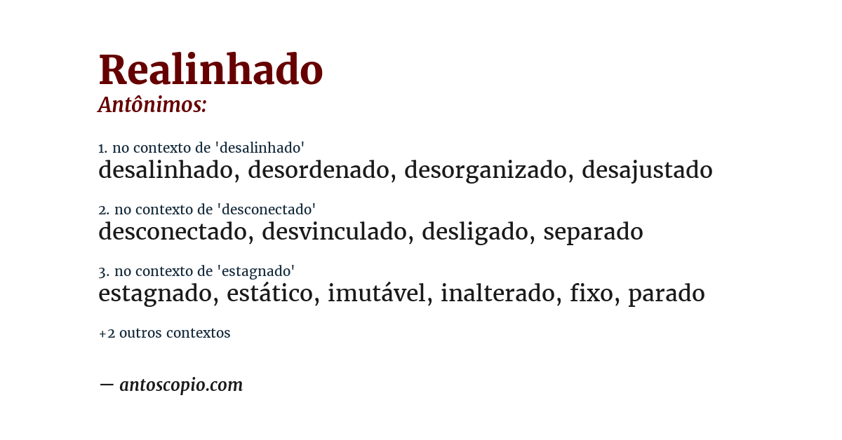 Antônimo de realinhado