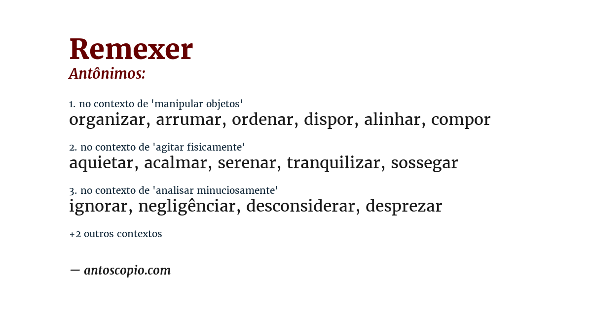 Antônimo de remexer