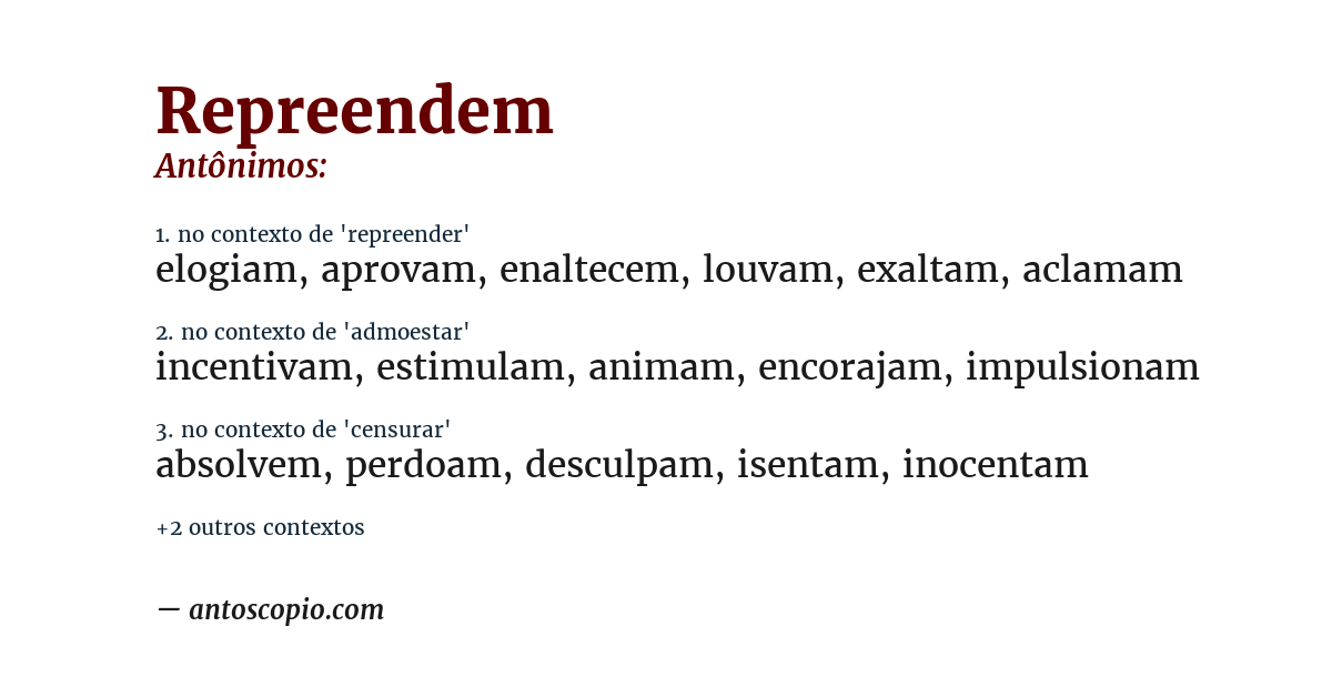 Antônimo de repreendem