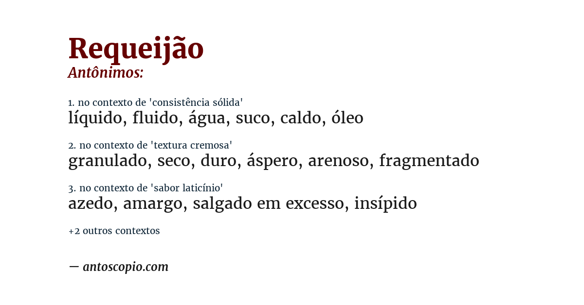 Antônimo de requeijão