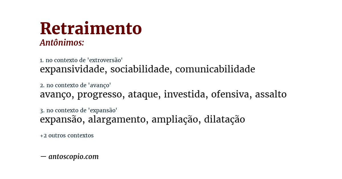 Antônimo de retraimento