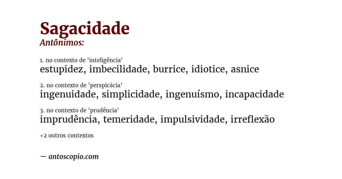 Antônimo de sagacidade